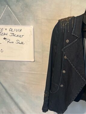 Alice + Olivia Black Embellished Jean Blazer